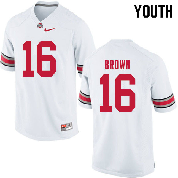 Ohio State Buckeyes Cameron Brown Youth #16 White Authentic Stitched College Football Jersey